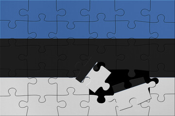 World countries. Broken puzzle- background in colors of national flag. Estonia