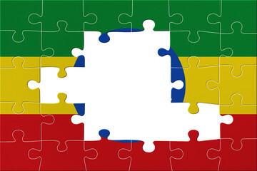 World countries. Puzzle- frame background in colors of national flag. Ethiopia