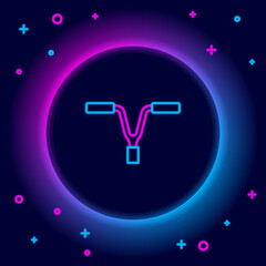 Glowing neon line Bicycle handlebar icon isolated on black background. Colorful outline concept. Vector