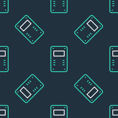 Line Police assault shield icon isolated seamless pattern on black background. Vector