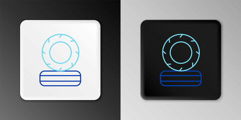 Line Lying burning tires icon isolated on grey background. Colorful outline concept. Vector