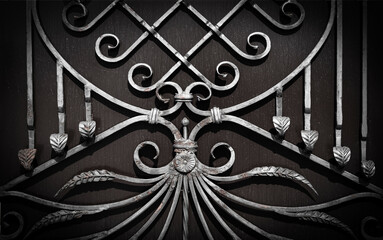 Metal gates with beautiful wrought iron elements