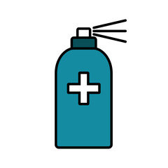 Antiseptic icon. Packaging of an antiseptic preparation for disinfection with a spray gun.  Vector illustration isolated on a white background for design and web.