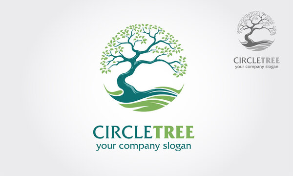 Circle Tree Logo Template. This logo symbolizes a protection, peace, tranquility, growth, and care or concern to development, vector logo illustration.