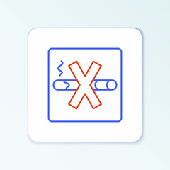 Line No Smoking icon isolated on white background. Cigarette symbol. Colorful outline concept. Vector