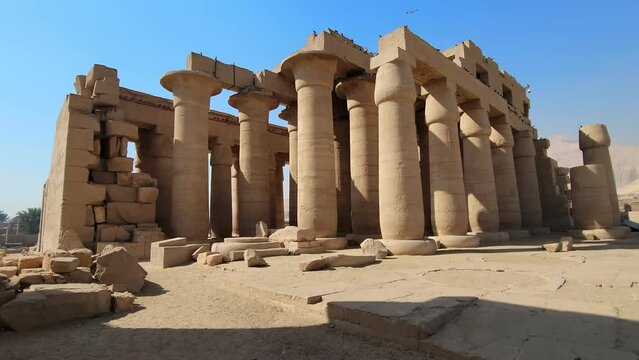 The Ramesseum is the memorial temple or mortuary temple of Pharaoh Ramesses II. It is located in the Theban necropolis in Upper Egypt, across the River Nile from the modern city of Luxor. Egypt.