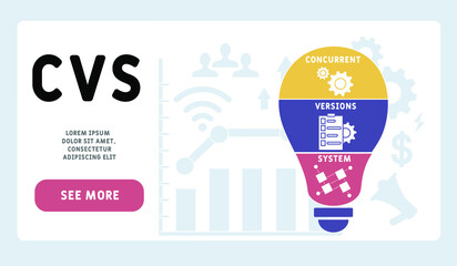 CVS - Concurrent Versions System acronym. business concept background. vector illustration concept with keywords and icons. lettering illustration with icons for web banner, flyer, landing pag