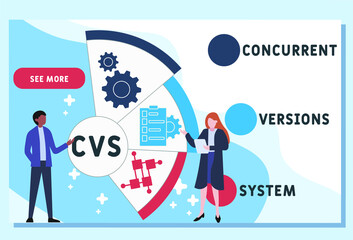 CVS - Concurrent Versions System acronym. business concept background. vector illustration concept with keywords and icons. lettering illustration with icons for web banner, flyer, landing pag