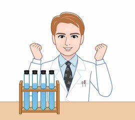 白衣を着た研究者の男性