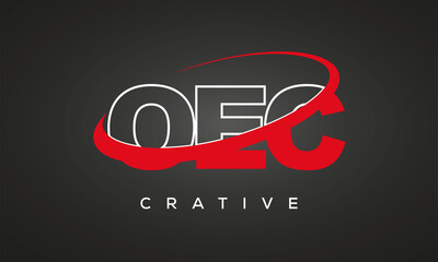 OEC creative letters logo with 360 symbol vector art template design	