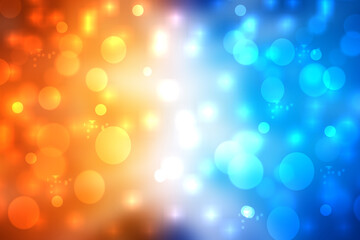 Abstract gradient light blue turquoise yellow orange shiny blurred background texture with circular bokeh lights. Beautiful backdrop. Space for design.