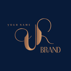 Female monogram UK for a beauty center. Logo vector linear initials U K. Emblem design Lettering business logotype