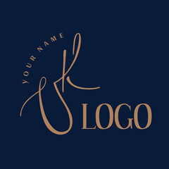 Female monogram UK for a beauty center. Logo vector linear initials U K. Emblem design Lettering business logotype