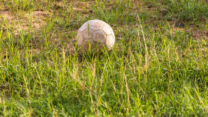 Abandoned shabby leather handball