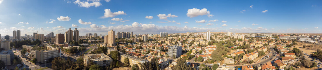 Fototapeta na wymiar 180 degree panoramic view on Beer Sheva city at winter