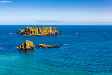 View of the Atlantic coast in the Northern Ireland during the summer