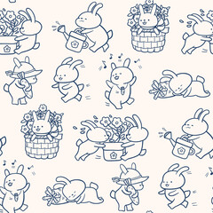Seamless pattern with funny cartoon Bunnies.
