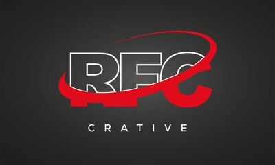 RFC creative letters logo with 360 symbol vector art template design	