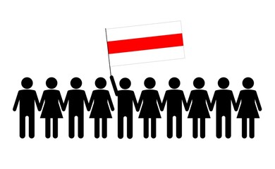 Obraz na płótnie Canvas Sketch of a crowd and a leader with the flag of Belarus.