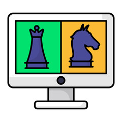 online chess game Concept, Vector Icon Design, E-sports or mind sport Symbol, Digital sports Equipment Sign, Video games hardware Stock illustration