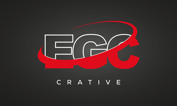 EGC creative letters logo with 360 symbol vector art template design	