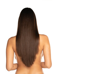 Rear view of a woman with a long straith hair