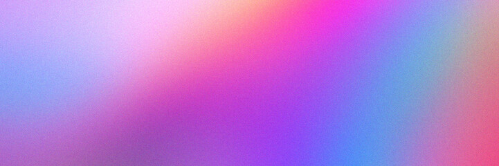 Abstract pastel holographic blurred grainy gradient banner background texture. Colorful digital grain soft noise effect pattern. Lo-fi multicolor vintage retro design.