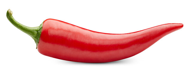 Red hot natuurlijke chili peper uitknippad. Verse rode paprika's geïsoleerd op een witte achtergrond. Vers biologisch fruit.