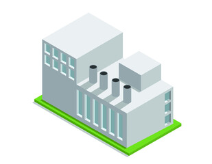 Fototapeta premium isometric industrial building architecture vector illustration. factory house isolated 3d graphic for infographics about production 