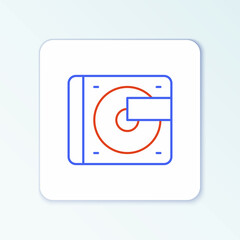 Line Vinyl player with a vinyl disk icon isolated on white background. Colorful outline concept. Vector