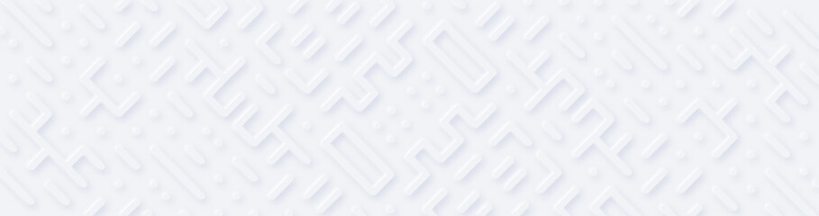White lactic geometric universal background.  Abstract elegant seamless pattern. Minimalist empty shaped  BG. Light trendy banners design. Modern digital 3d dots, lines, maze pattern, labirint texture