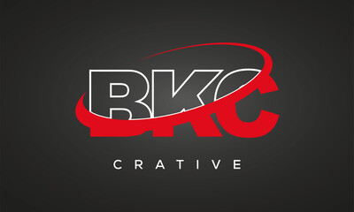 BKC creative letters logo with 360 symbol vector art template design	