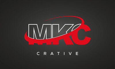 MKC creative letters logo with 360 symbol vector art template design	