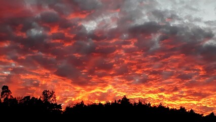 Sunset like fire in the sky