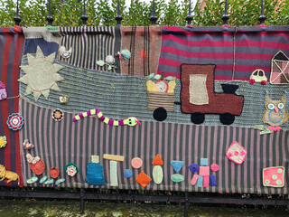 Knit train made of yarn
