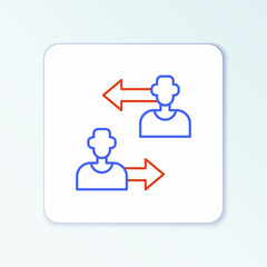 Line Substitution football player icon isolated on white background. Players exchange in association soccer. Colorful outline concept. Vector