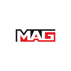 Mag word negative space logo design.