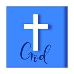 Obraz premium Cut paper on the theme of the cross and heaven. Clouds, a cross and the sun. Jesus Christ and faith, religion and blessing.