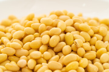 Soybeans with water on a pure white background