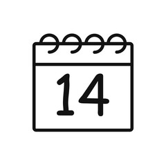 Cartoon Calendar 14 February. Valentine's day holiday.