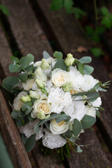 Wedding bouquet of white flowers. Wedding day