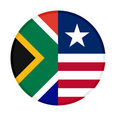 round icon with south africa and liberia flags. vector illustration isolated on white background
