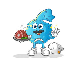 fever compress chef with meat mascot. cartoon vector