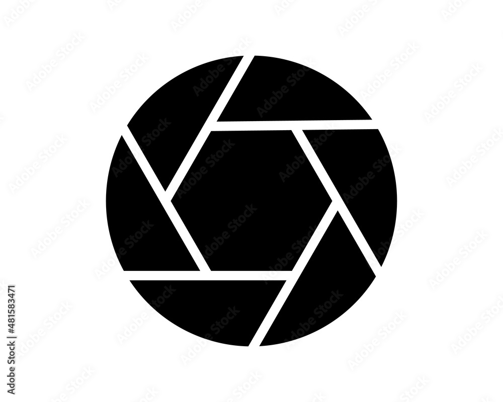 Poster camera shutter icon in black solid flat design icon isolated on white background