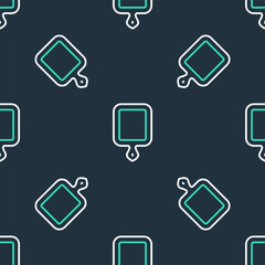 Line Cutting board icon isolated seamless pattern on black background. Chopping Board symbol. Vector