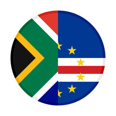 round icon with south africa and cape verde flags. vector illustration isolated on white background