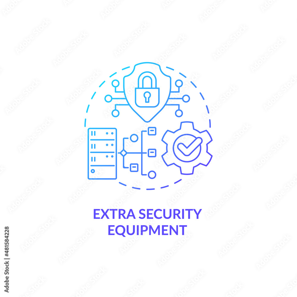 Poster Extra security equipment blue gradient concept icon. Sensitive data security in internet abstract idea thin line illustration. Isolated outline drawing. Roboto-Medium, Myriad Pro-Bold fonts used