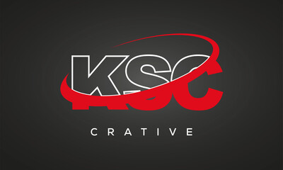 KSC creative letters logo with 360 symbol vector art template design	