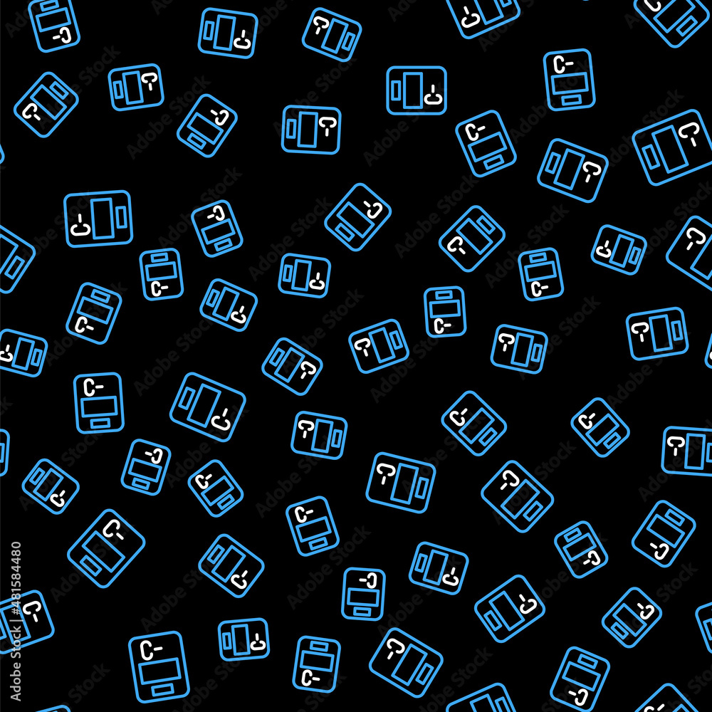 Poster line exam paper with incorrect answers survey icon isolated seamless pattern on black background. ba