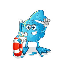 fever compress swimmer with buoy mascot. cartoon vector